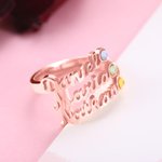 Vrouwen Namen Ring Gegraveerde Geboortestenen Op Maat