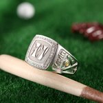 Baseball Texture Ring with Custom Name & Number