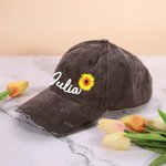 Bordado Nombre Girasol Sombrero de Béisbol Sombrero de Jardinería Sombrero de Verano