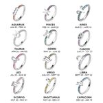 Personalized Birthstone Zodiac Sign Constellation Sterling Silver Ring Birthday Gift for Woman