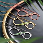 Green Line Vegetarian Symbol Infinity Name Necklace | Callie