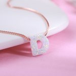Natural Opal Initial Necklace