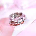 Stapelbarer Geburtsstein-Namensring aus Edelstahl