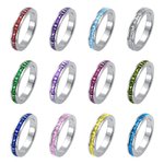 Stapelbarer Geburtsstein-Namensring aus Edelstahl