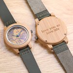 Reloj con foto de madera de bambú grabada | Callie