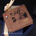 Portefeuille en Cuir Personnalisé avec Photo et Gravure Cadeau d'Anniversaire Fête des Père Saint-Valentin pour Hommes