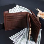 Personalisiertes Faltbares PU-Leder Portemonnaie mit Foto Text Gravur Kartenfächern Vatertag Jahrestag Geburtstag Geschenk für Herren