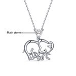 Collier Personnalisé pour Maman Argent Massif avec Pierre de Naissance Breloque Forme Mère Enfant Éléphant Cadeau Fête des Mères