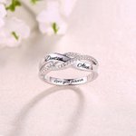 Personalised Twisted Sterling Silver Ring with Engraved Double Name and Text Valentine's Day Anniversary Gift for Couple