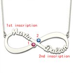 2 Names & Birthstones Infinity Love Necklace
