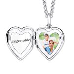 Collier Personnalisé avec Photo et Texte Gravé Médaillon de Cœur Bijou en Argent Sterling Cadeau Anniversaire pour Femme