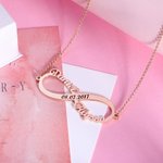 Collier Personnalisé Prénom Symbole de l'Infini Bijoux Argent Sterling avec 2 Noms et Date Cadeau Anniversaire St Valentin pour Couple Petit Ami