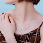 Collier Personnalisé Prénom Symbole de l'Infini Bijoux Argent Sterling avec 2 Noms et Date Cadeau Anniversaire St Valentin pour Couple Petit Ami