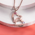 Henkilökohtainen äidin kietoutuneet sydämet kaulakoru lasten nimet & syntymäkivet