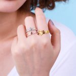 Anello con nome di pietra di nascita e fascia di corda - Callie