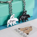 Papa Bear Name Keychain For Dad with Kid's Name
