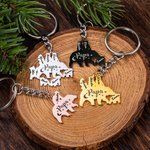 Papa Bear Name Keychain For Dad with Kid's Name