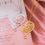 Personalized Hug and Love Heart Necklace with 1-8 Names Birthday Mother’s Day Gift for Mom Grandma