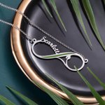 Green Line Vegetarian Symbol Infinity Name Necklace | Callie