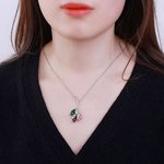 Collier Personnalisé avec Initiales de l'Enfant et Pierres de Naissance en Feuille Chaîne avec Signe d'Infini Cadeau Fête des Mères pour Femme Maman