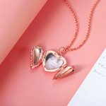 Collier Photo Pendentif Personnalisé avec Message Forme Coeur Ailes d'Ange Cadeau Anniversaire Fête pour Femme