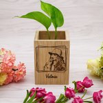 Vaso da fiori in legno con foto personalizzata e nome Regalo di inaugurazione per amici di famiglia