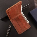 Personalized Fish Hook Men's Leather Wallet with Initials and Text Father's Day Birthday Gift for Dad Fishing Lovers