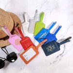 Name and Monogram Leather Luggage Tag Bag Tags | Callie