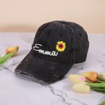 Bordado Nombre Girasol Sombrero de Béisbol Sombrero de Jardinería Sombrero de Verano