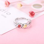 Personalized Name Horse Eye Birthstones Twining Ring in Silver | Callie