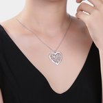 Heart Family Tree Necklace with Name and Birthstone in Silver