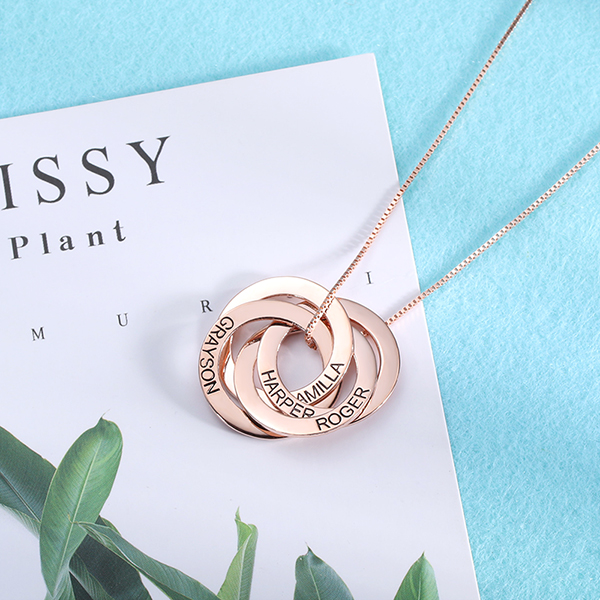 Personalized 2 - 5 Russian Ring Name Necklace Sterling Silver - CALLIE