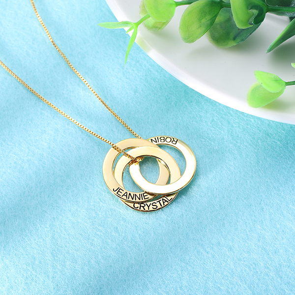 Personalized 2 - 5 Russian Ring Name Necklace Sterling Silver - CALLIE