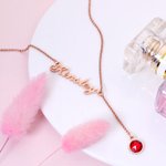 Collier avec Prénom et Pierre de Naissance Personnalisés Cadeau Anniversaire Fête pour Femme