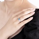 Anello promessa personalizzato con pietra di nascita a doppio cuore e testo inciso Regalo di San Valentino per lei