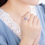 Heart Relationship Ring with Double Names & Birthstones