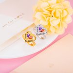 Heart Relationship Ring with Double Names & Birthstones