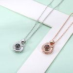 Personalized Mother Child Photo Projection Necklace in Silver