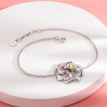 Pulsera de mujer con piedra de nacimiento corazón personalizada y nombre