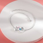 Pulsera de mujer con piedra de nacimiento corazón personalizada y nombre