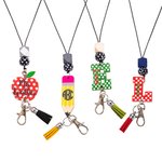 Matita incisa / mela / iniziale cordino Id Badge Holder