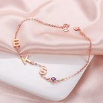 Geboortesteen Zijwaarts Initiaal Armband