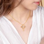 Collier Croix Personnalisé avec Pierres de Naissance Bijou Familial Forme Coeur Cadeau Anniversaire Fête