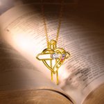 Collier Croix Personnalisé avec Pierres de Naissance Bijou Familial Forme Coeur Cadeau Anniversaire Fête
