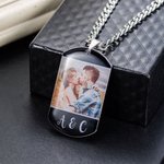 Personalized 1-4 Photos Collage Dog Tag Necklace with Text Birthday Valentine's Day Father's Day Gift for Men