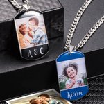Personalized 1-4 Photos Collage Dog Tag Necklace with Text Birthday Valentine's Day Father's Day Gift for Men