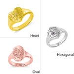 Gepersonaliseerde Geboortesteen Geboortebloem Ring