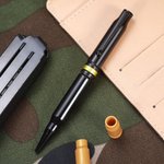 Personalisierte gelbe rote blaue Linie graviert 308 Kugelschreiber mit Clip Tinte Nachfüllpackung Geschenk für Polizist Militär Justizbeamter