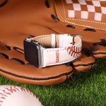 Baseball/Football Leather Apple Watch Band with Engraving