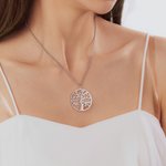 Collier Personnalisé Prénom Forme Arbre Généalogique Symbole de Famille Cadeau Anniversaire Fête des Mères pour Mère Grand-Mère